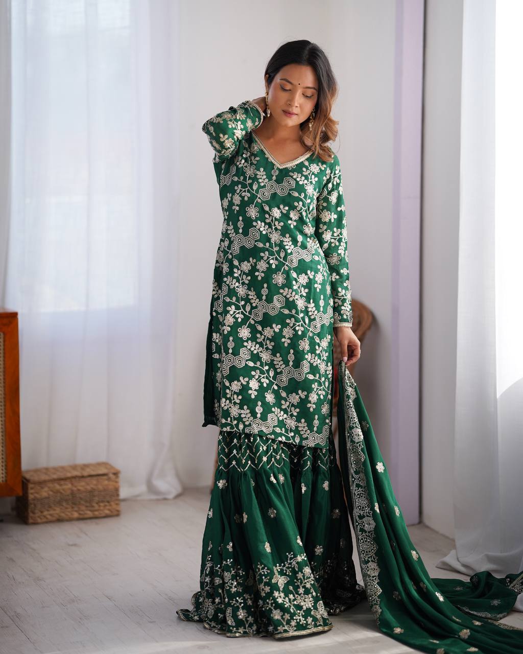 Riyana Grace Chinon Silk Sharara Suit Set