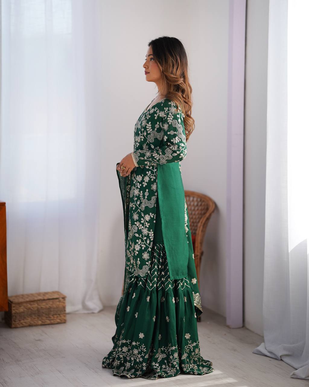 Riyana Grace Chinon Silk Sharara Suit Set