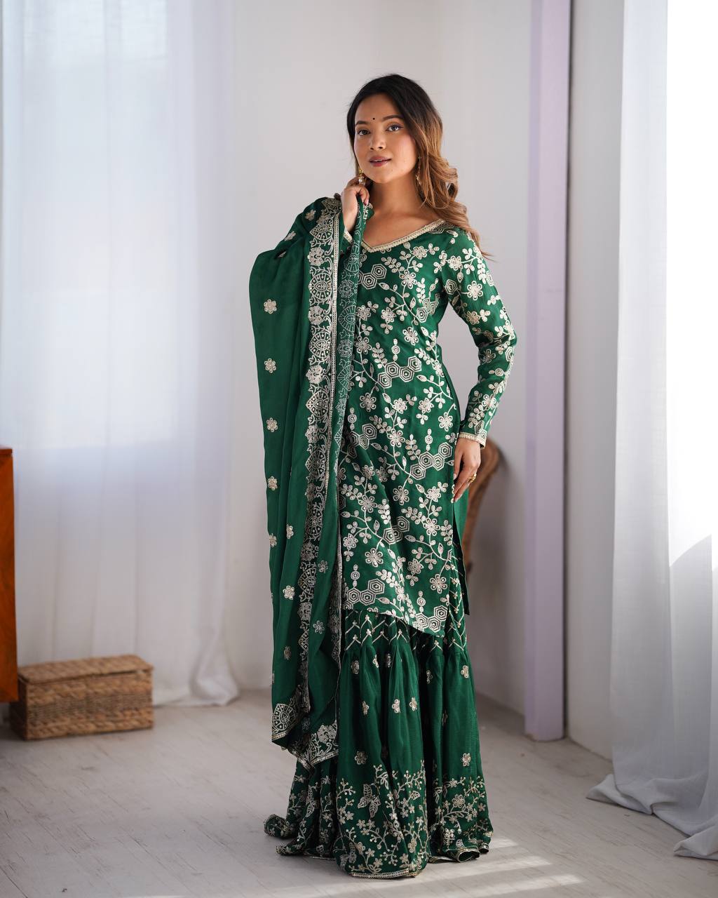 Riyana Grace Chinon Silk Sharara Suit Set