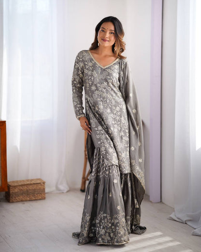Riyana Grace Chinon Silk Sharara Suit Set