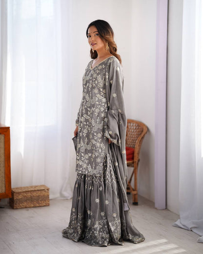 Riyana Grace Chinon Silk Sharara Suit Set