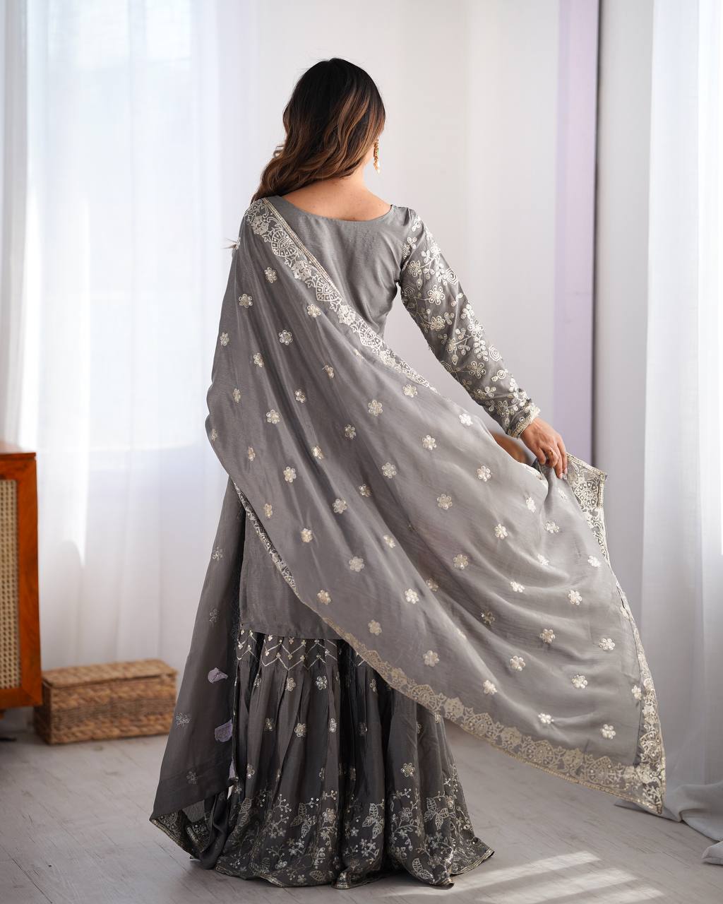 Riyana Grace Chinon Silk Sharara Suit Set