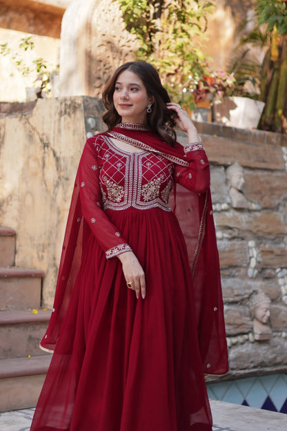 Samaira Sequins-Multi & Beads Embroidered Faux Blooming Gown