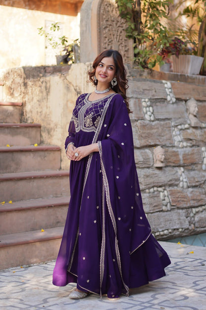 Samaira Sequins-Multi & Beads Embroidered Faux Blooming Gown
