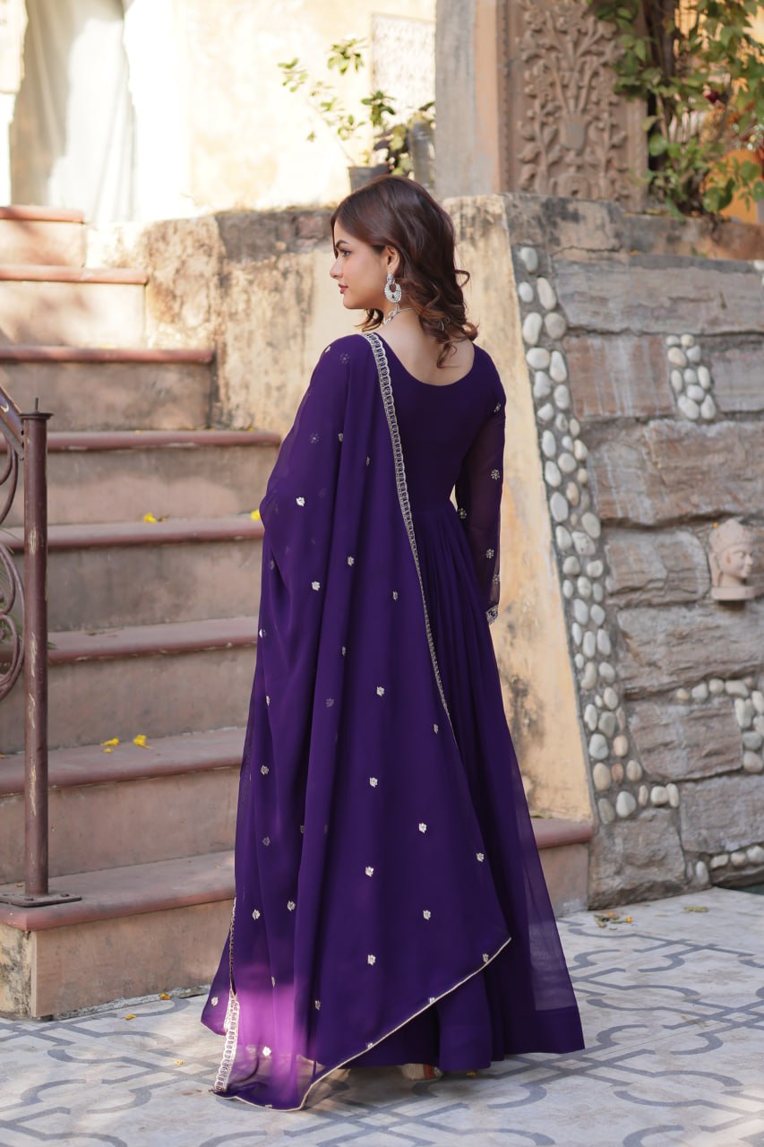Samaira Sequins-Multi & Beads Embroidered Faux Blooming Gown