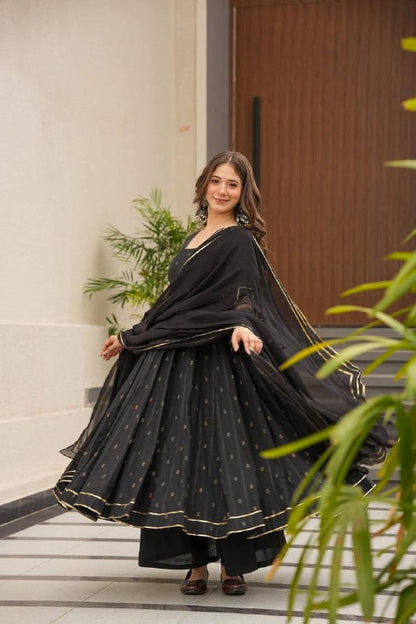 Zinara New  Black Maslin Suit Set