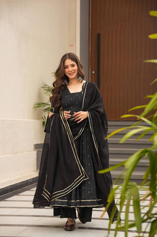 Zinara New  Black Maslin Suit Set