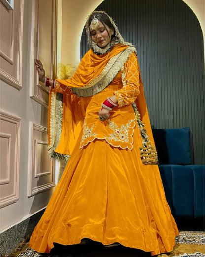 Luxury in Queens Green Embroidered Set with Dupatta