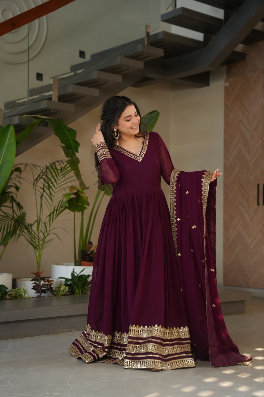 haafiza maroon  Faux Blooming Gown
