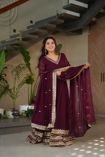 haafiza maroon  Faux Blooming Gown