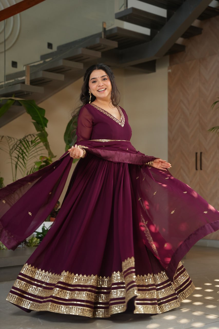 haafiza maroon  Faux Blooming Gown