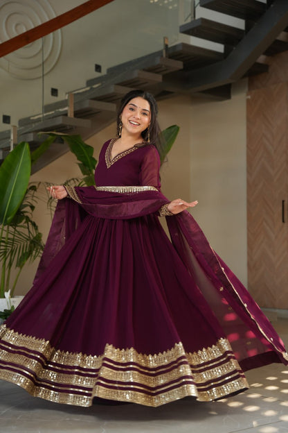 haafiza maroon  Faux Blooming Gown
