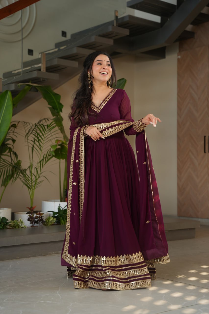 haafiza maroon  Faux Blooming Gown