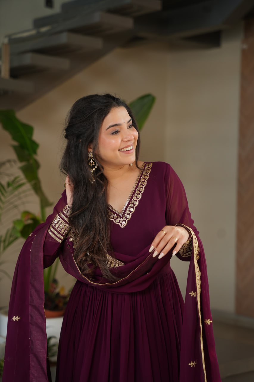 haafiza maroon  Faux Blooming Gown