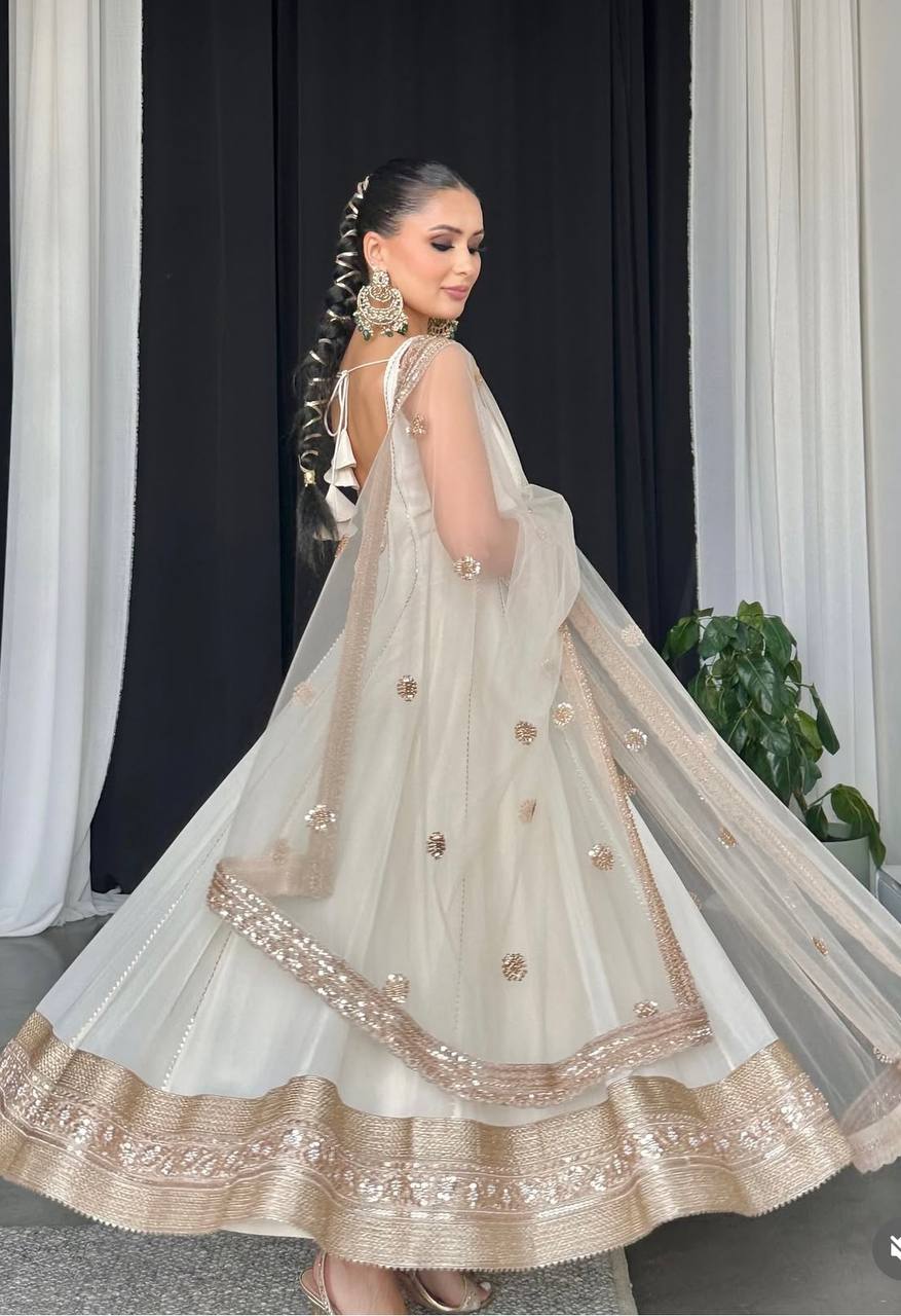 Yamika Golden Bloom Pure Fox Georgette Anarkali Gown
