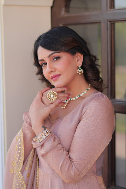 Yamika  Fendy Chiffon gown with Sequins-Multi Embroidered Work Dupatta