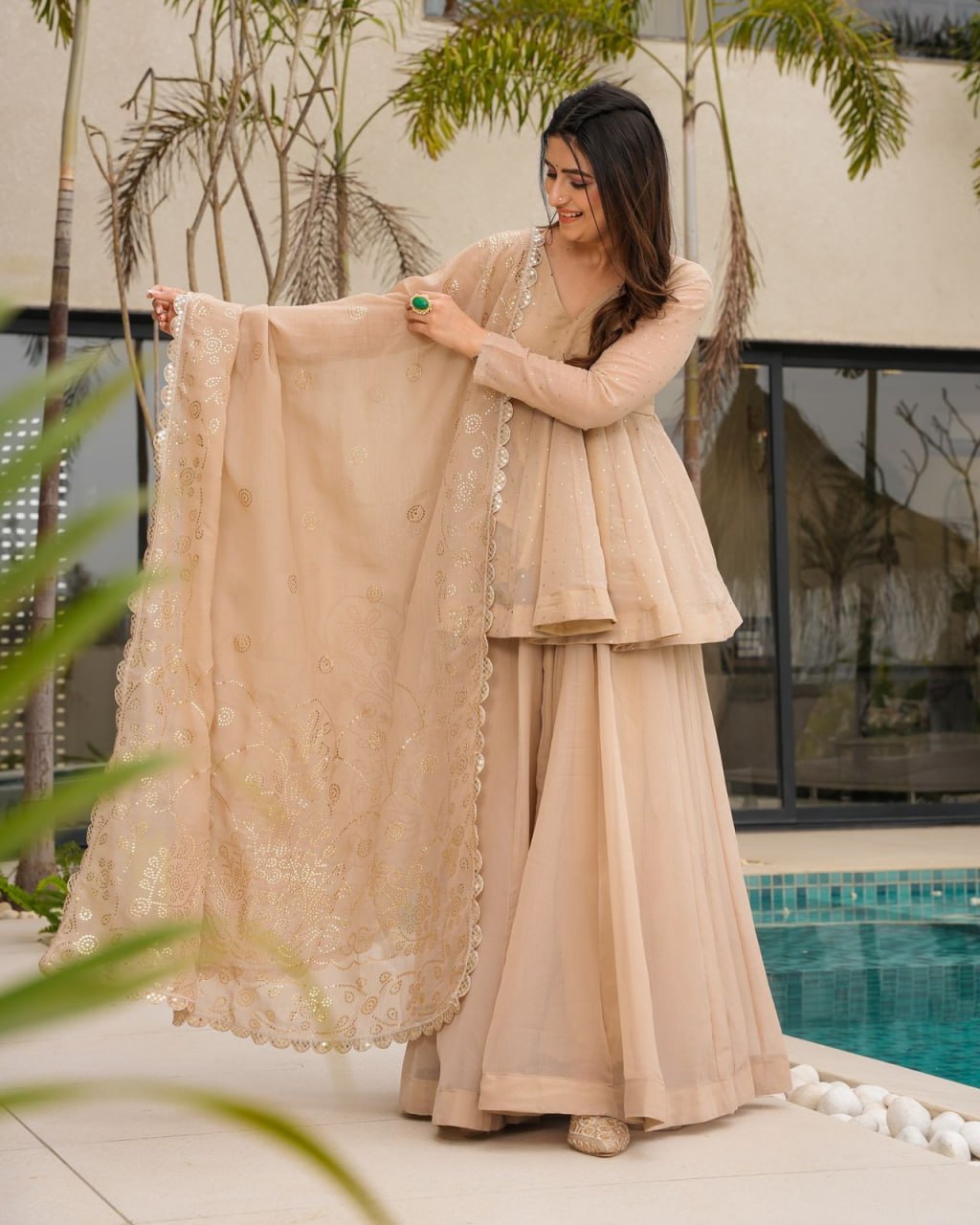 Naaznin Golden Sand Elegant Kurta Set