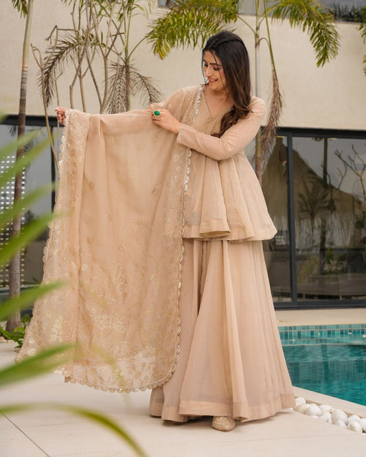Naaznin Golden Sand Elegant Kurta Set