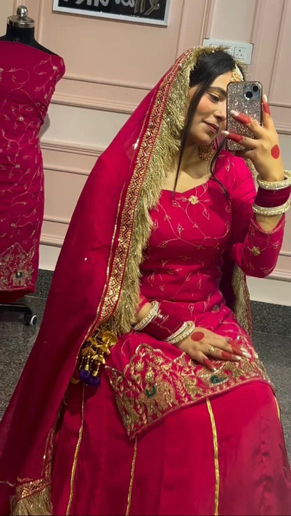 Royal Grace Ensemble  Natural crep silk Top Lehenga With Dupata