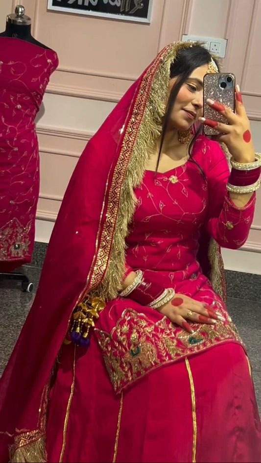 Royal Grace Ensemble  Natural crep silk Top Lehenga With Dupata