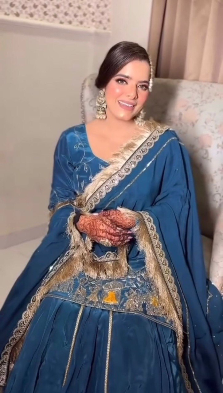 Royal Grace Ensemble  Natural crep silk Top Lehenga With Dupata