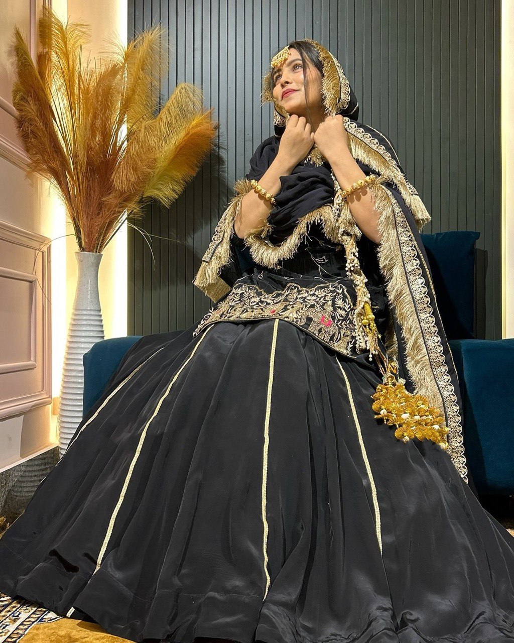 Royal Grace Ensemble  Natural crep silk Top Lehenga With Dupata