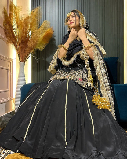 Royal Grace Ensemble  Natural crep silk Top Lehenga With Dupata