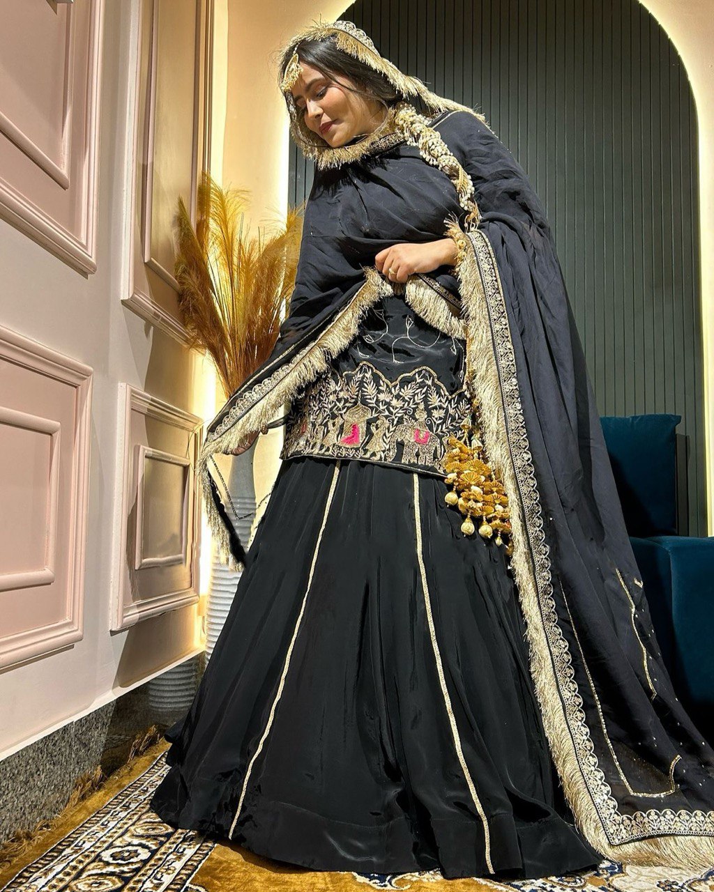 Royal Grace Ensemble  Natural crep silk Top Lehenga With Dupata