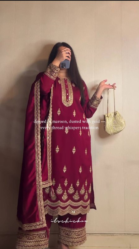 Anaya Natural Crep Silk & Heavy Embroidery  Suit Set