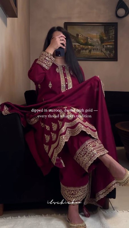 Anaya Natural Crep Silk & Heavy Embroidery  Suit Set