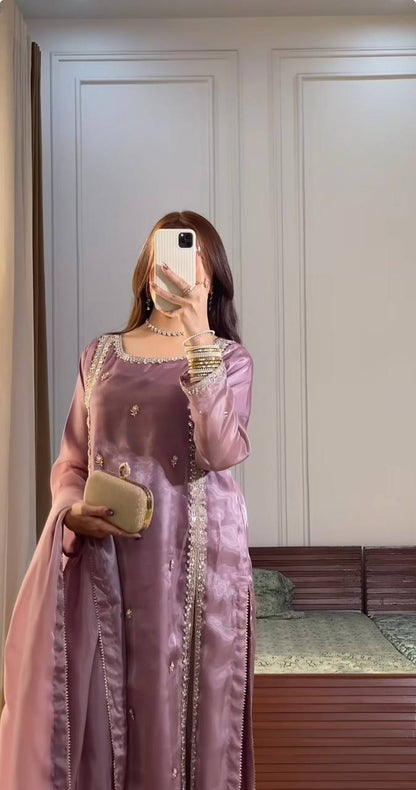 Zariya Designer  Party Wear Look Pur jimmy choo Silk Top Plazzo  Suit Set