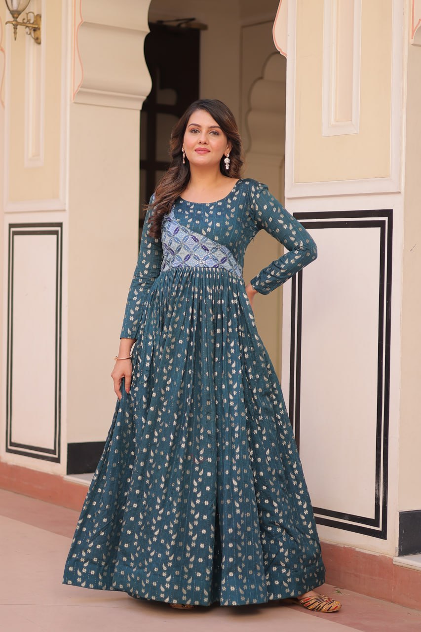 Taisley Beautiful Designer Staple Jequard Weaving work Gown