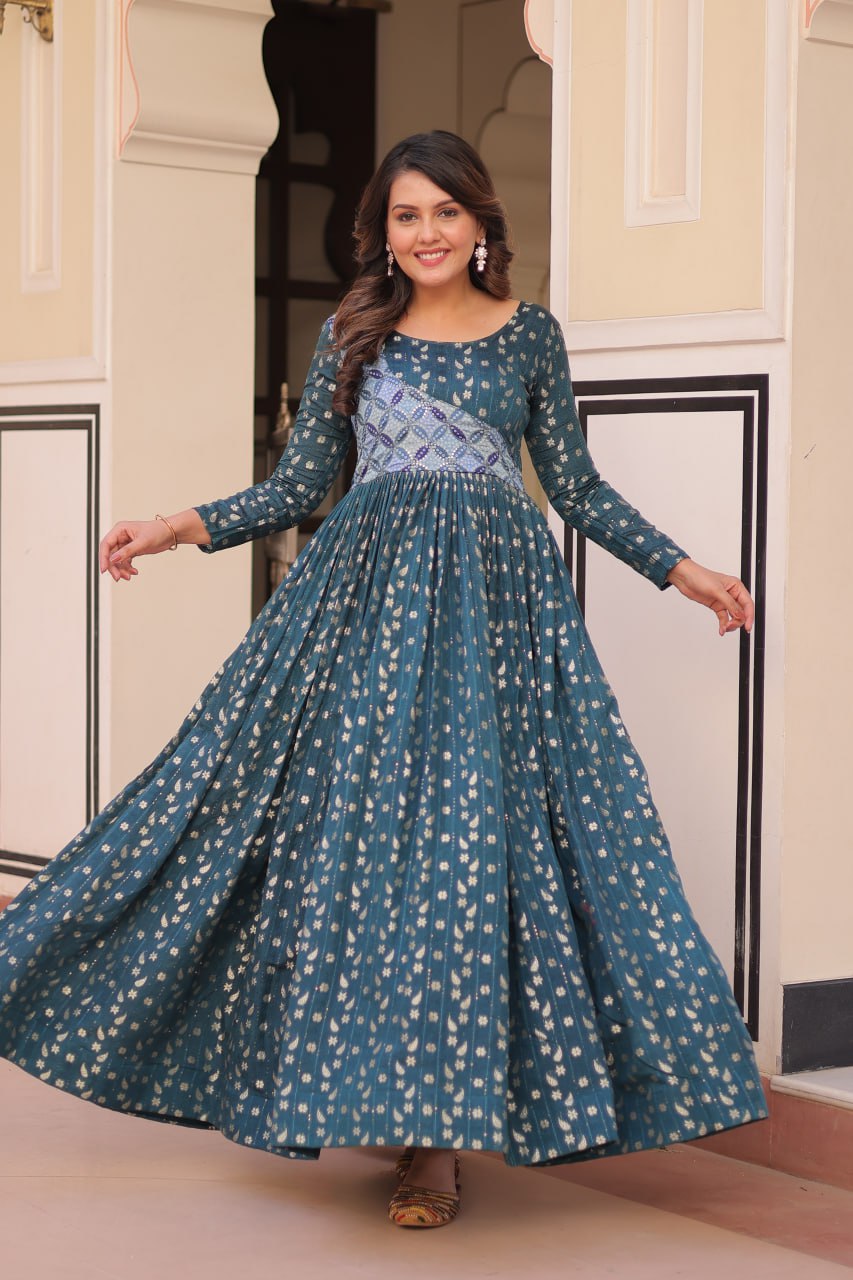 Taisley Beautiful Designer Staple Jequard Weaving work Gown