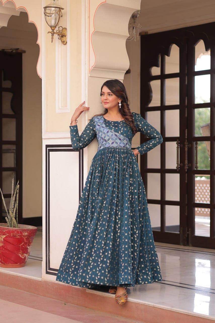 Taisley Beautiful Designer Staple Jequard Weaving work Gown