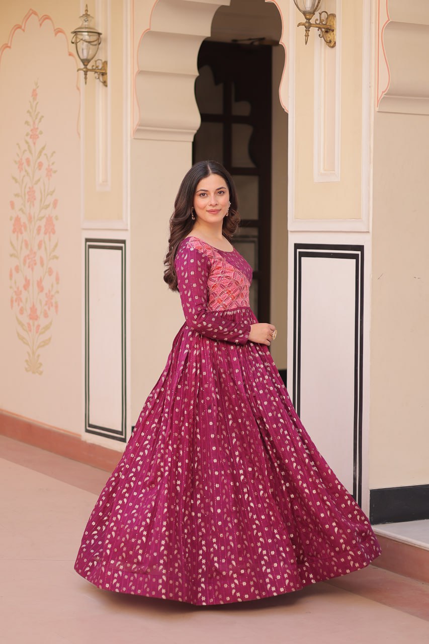 Taisley Beautiful Designer Staple Jequard Weaving work Gown