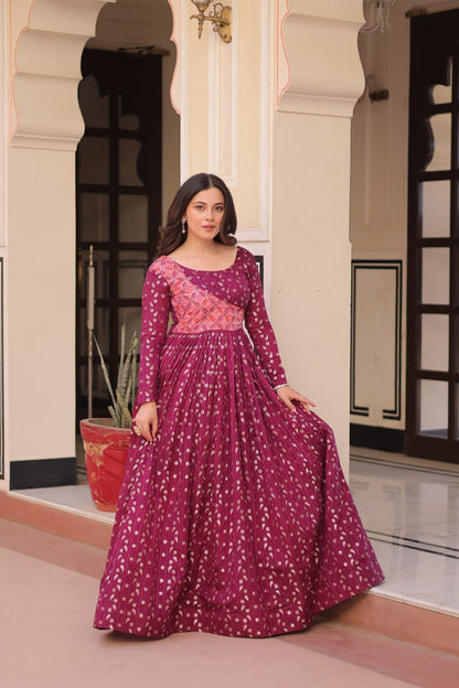Taisley Beautiful Designer Staple Jequard Weaving work Gown