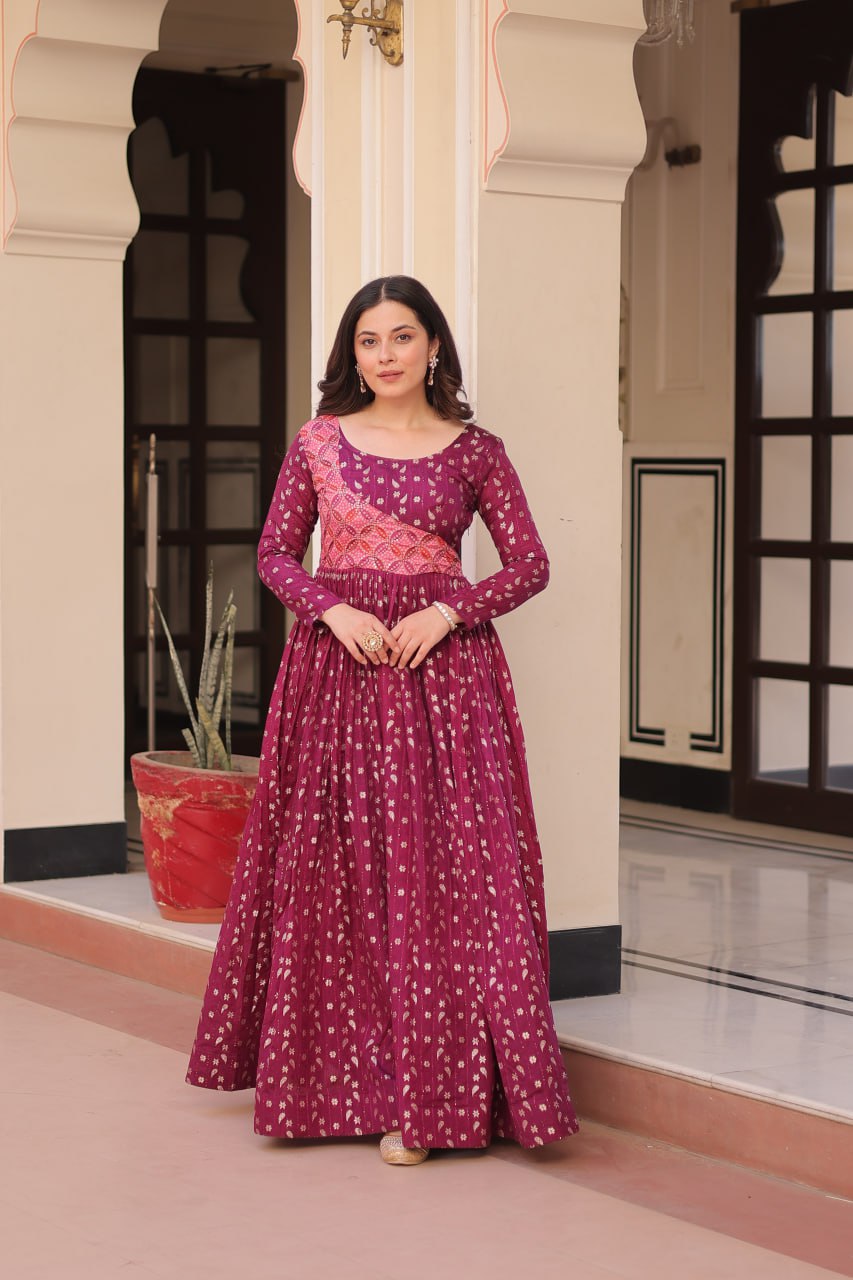 Taisley Beautiful Designer Staple Jequard Weaving work Gown