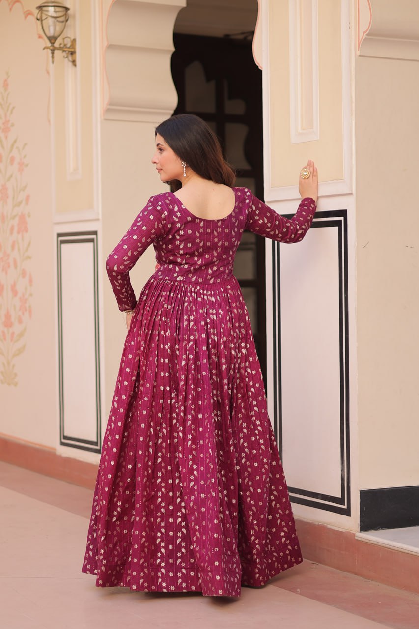 Taisley Beautiful Designer Staple Jequard Weaving work Gown