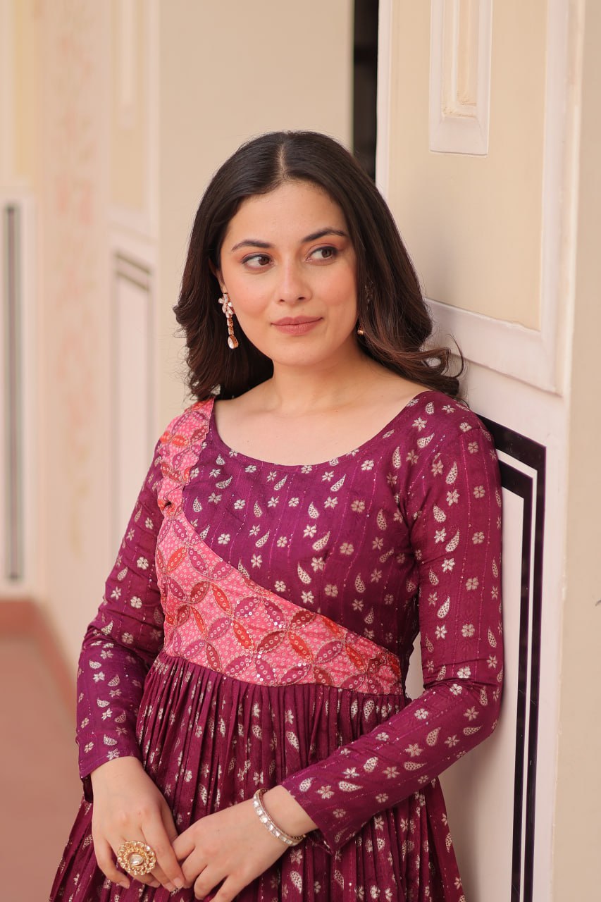 Taisley Beautiful Designer Staple Jequard Weaving work Gown