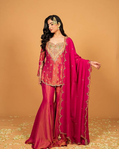 Gulnaar Grace  Magenta Sharara Set