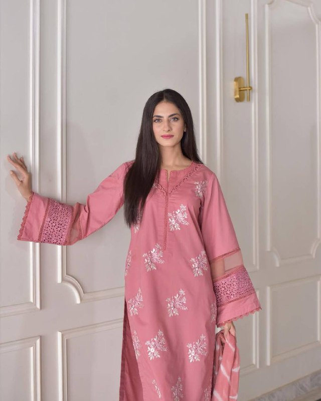 Eshani Roman Silk Fabric Top And Pant With Silver Chiffon Dupatta