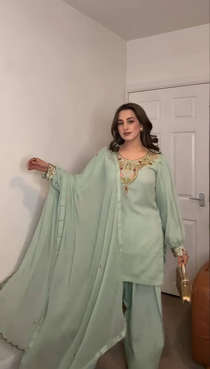 Zehra E Noir Black embroiderey Party Wear Plazzo With Dupatta