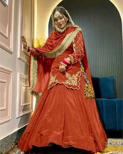 Luxury in Queens Green Embroidered Set with Dupatta