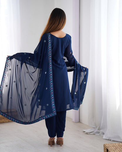 Sitara Classic Embroidered Suit – Black & Blue Variants