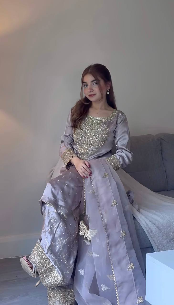 Moonlit Mauve Grace Soft pastel  Sharara Set