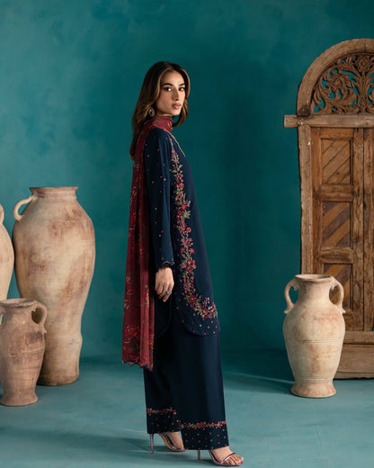 Ruhani in Royal Rustle Dusk Blue  Natural Crep Silk  Suit Set