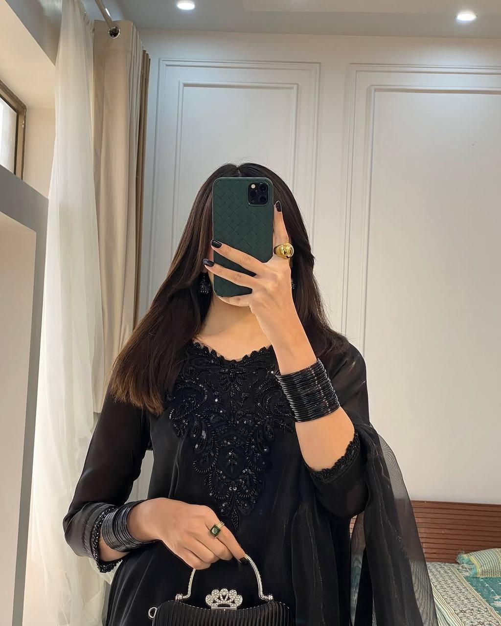 Zariah Noir Elan  Classic  Black French Creape Suit