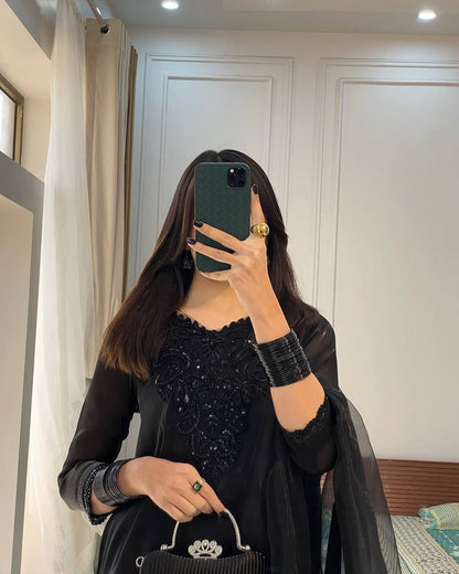 Zariah Noir Elan  Classic  Black French Creape Suit