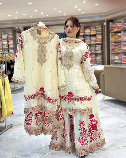 Zarminah Bloom chinon Silk Sarara  Set