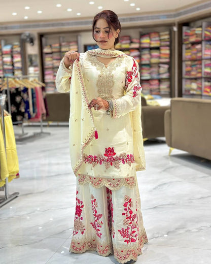 Zarminah Bloom chinon Silk Sarara  Set